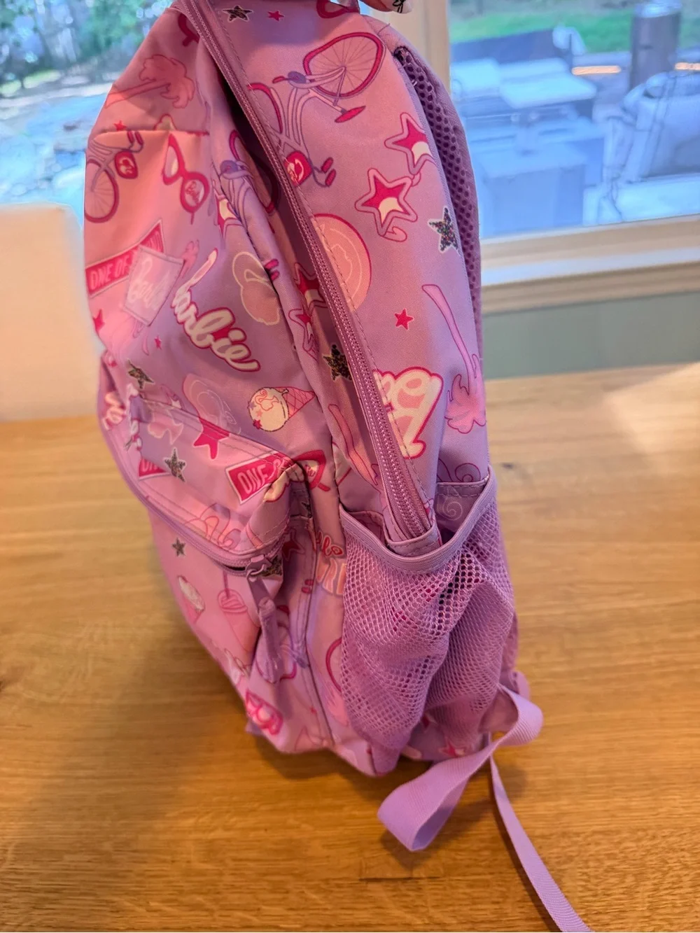 Barbie Pink Printed Kids Backpack with Icon Pattern